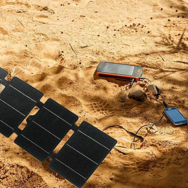 Alt view image 3 of 3 - 20W Flexible ETFE Solar Panel Charger USB/Type-C Foldable Solar Panels IPX6 Waterproof Portable Solar Panel Charger for Phone