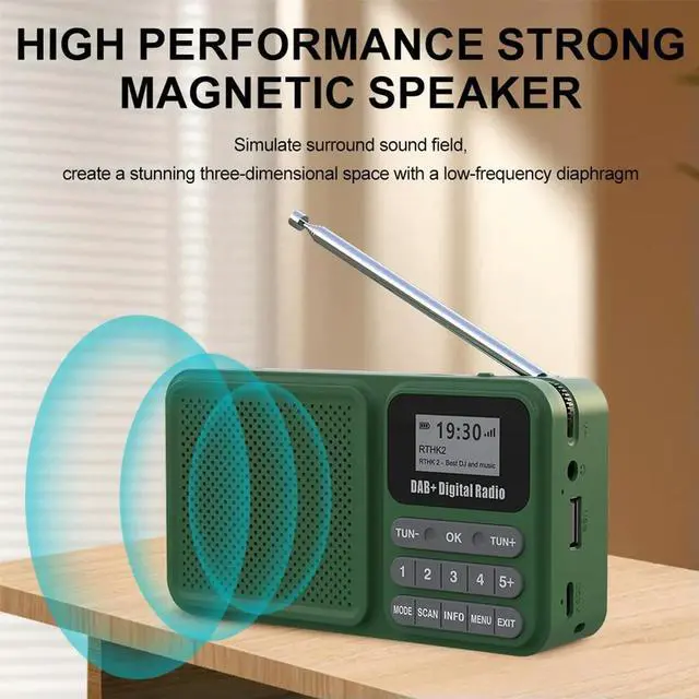 Alt view image 2 of 3 - Portable DAB+ Digital Radio Bluetooth-Compatible Supports U Disk TF Card MP3 Play Emergency Radio Receiver Wireless Speaker