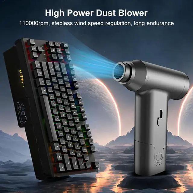 Alt view image 2 of 3 - 2 in 1 Air Blower & Vacuum Cleaner 110000 RPM Jet Dry Blower Rechargeable Computer Vacuum Cleaner for Keyboard Computer Cleaning