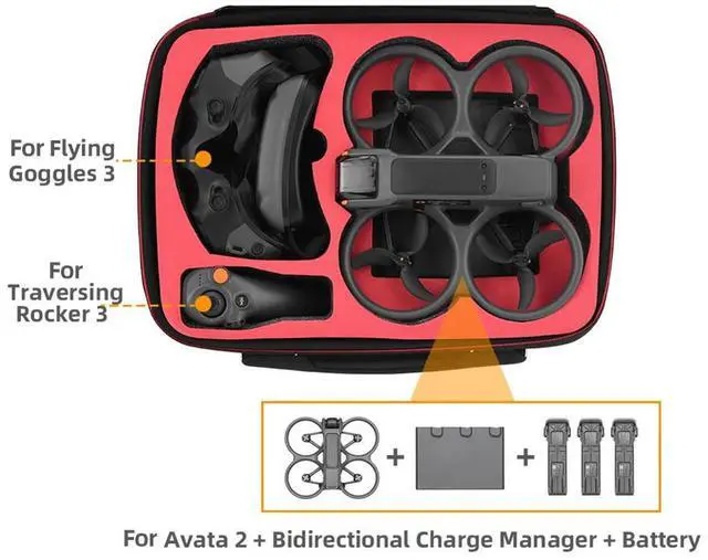 Alt view image 2 of 3 - Portable Travel Bag Shockproof Drone Bag Waterproof Large Capacity Bag Anti-Scratch With Shoulder Strap for Avata 2 Case