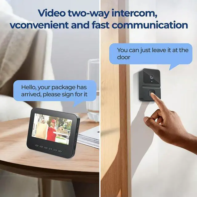 Alt view image 2 of 3 - 2.4G Wi-Fi Wireless Video Doorbell with 4.3Inch IPS Display Dual Communication Doorbell HD Video Doorbell for Home Surveillance