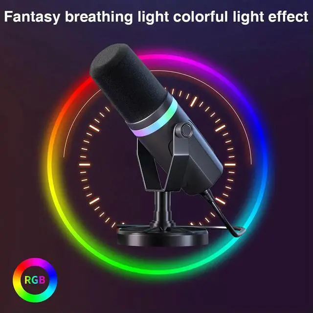 Alt view image 3 of 3 - XLR/USB Dynamic Gaming Microphone RGB Dynamic Computer Microphone PC Mic for Studio Recording Streaming Content Creation