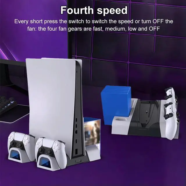 Alt view image 2 of 3 - Vertical Cooling Station Stand for Pro/Slim/Console Charging Station Dock Vertical Cooler System Game Disk Organizer