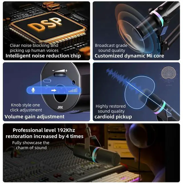 Main image of XLR/USB Dynamic Gaming Microphone RGB Dynamic Computer Microphone PC Mic for Studio Recording Streaming Content Creation