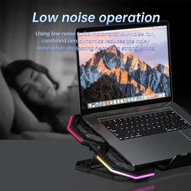Alt view image 2 of 3 - Laptop Cooler Cooling Pad 2 USB Ports Laptop Cooling Stand with 6 Quiet Fans Gaming Laptop Stand for 12-21 Inch Gaming Notebooks