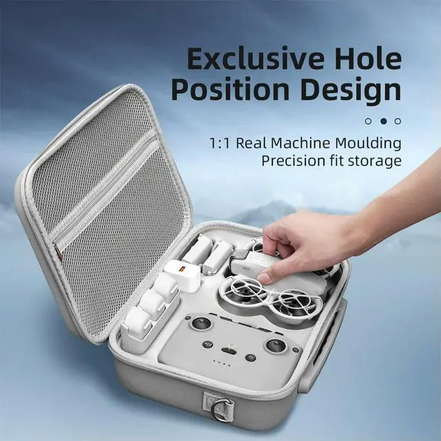 Alt view image 3 of 3 - Carrying Case PU Leather Protective Bag Wear-Resistant Portable Shoulder Bag for Neo & Drone Accessories