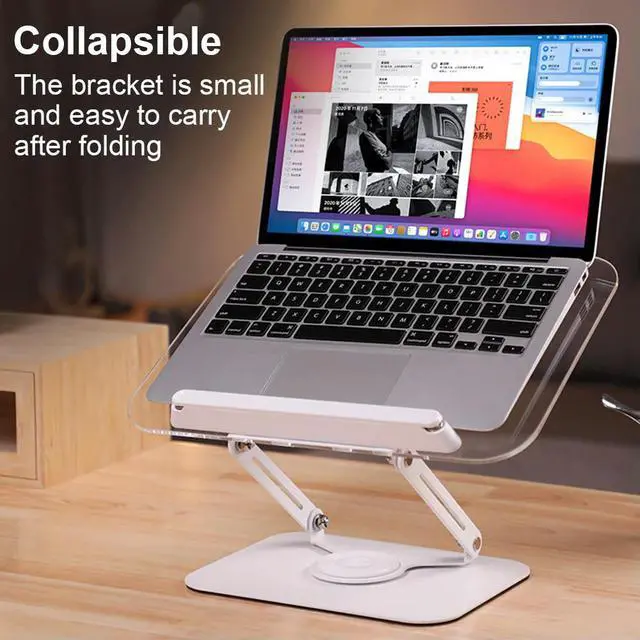 Alt view image 2 of 3 - Acrylic Book Stand for Reading with 360 Degree Rotating Base Foldable Desktop Riser Cookbook Stand for Laptop Recipe Textbook