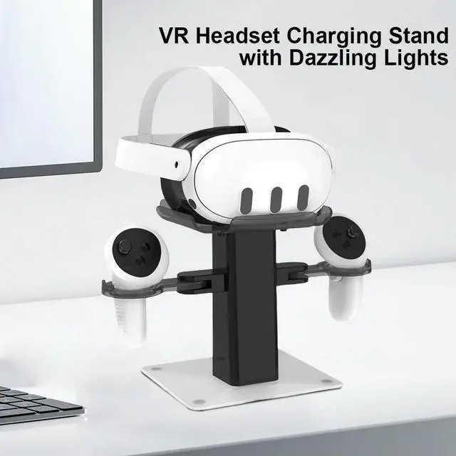 Alt view image 2 of 3 - RGB VR Charging Station Headset Display Stand and Controller Mount for Quest 3/3S VR Headset & Controllers