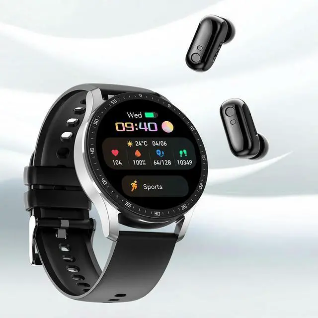 Alt view image 2 of 3 - Watch 2 in 1 Sports Watch 1.32-inch Screen Heart Rate Health Monitor with Bluetooth-compatible Earphones