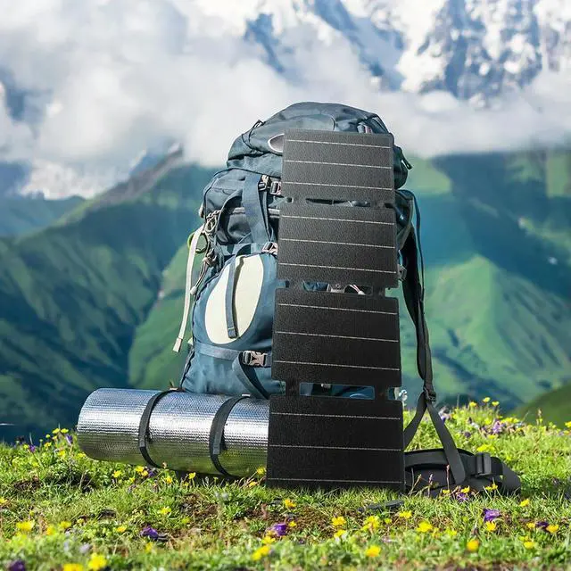 Alt view image 2 of 3 - 30W Foldable Solar Panels 3 Output Ports Lightweight Solar Panel Charger Flexible Folding Solar Charger for Camping Essentials