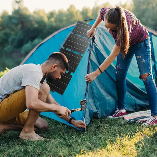 Alt view image 3 of 3 - 30W Foldable Solar Panels 3 Output Ports Lightweight Solar Panel Charger Flexible Folding Solar Charger for Camping Essentials