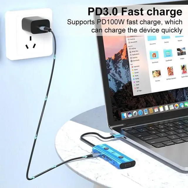 Alt view image 2 of 3 - AI Multiport Adapter with USB 3.0 & PD 3.0 Ports USB C Dongle Type C Adapter for Laptop PC Desktop and More