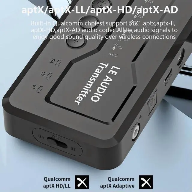 Main image of LE Home Stereo Audio Transmitter Adapter with USB/AUX/Opt/Coax Bluetooth-Compatible 5.3 BT Transmitter for Gaming Watching Music