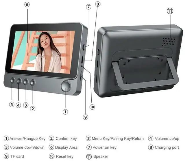 Main image of 2.4G Video Monitoring Doorbell 4.3 Inch IPS Screen Door Bell Intercom System Night Vision Doorbell with Camera Monitor for Villa