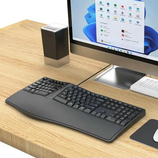 Alt view image 3 of 3 - K9 USB Wired Keyboard with Wrist Rest Gaming Keyboard 110 Keys Computer Keyboard for Business Office
