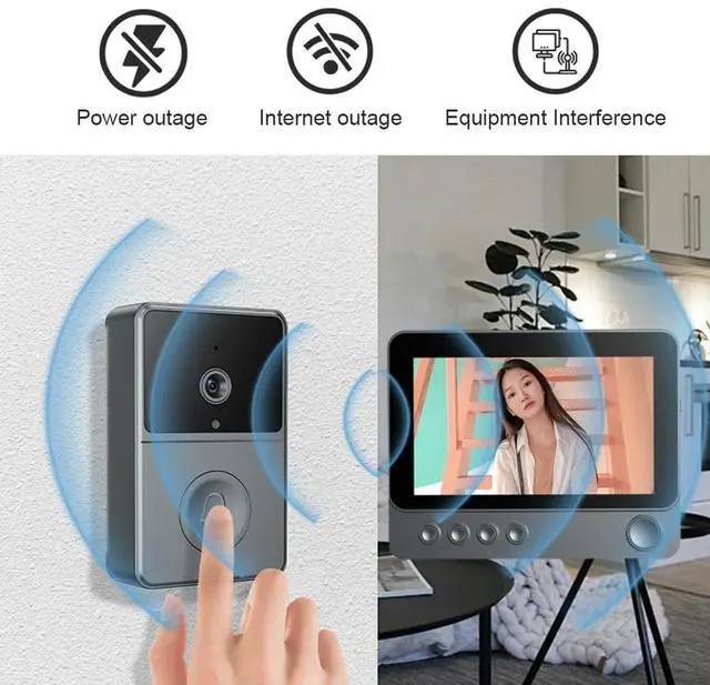 Alt view image 3 of 3 - 2.4G Video Monitoring Doorbell 4.3 Inch IPS Screen Door Bell Intercom System Night Vision Doorbell with Camera Monitor for Villa
