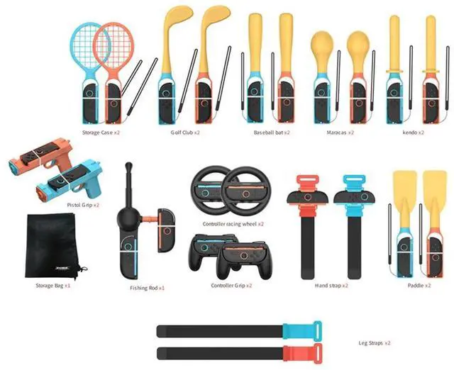 Main image of 24 in 1 Family Sports Party Pack Accessories Kit Sports Games Accessories Bundle Pack for Nintendo Switch2 Sports Games Kit