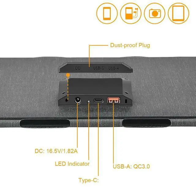 Main image of 45W Foldable Solar Panel Folding Solar Charger Waterproof Portable Solar Panel with USB Type C DC for Outdoor Camping Hiking