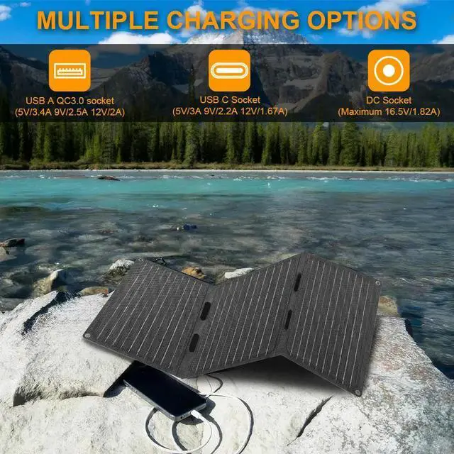 Alt view image 3 of 3 - 45W Foldable Solar Panel Folding Solar Charger Waterproof Portable Solar Panel with USB Type C DC for Outdoor Camping Hiking