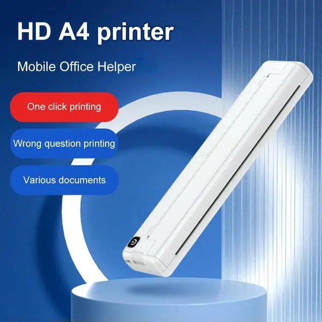 Alt view image 2 of 3 - Wireless A4 Thermal Printer Inkless Pocket Photo Document Printer 1000mAh Portable Thermal Printer Bluetooth-compatible