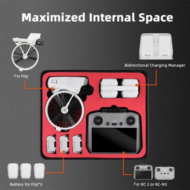 Alt view image 3 of 3 - For Flip Hard Case Travel Protective Case Waterproof Hard Shell Case Explosion-proof Case Hand-held Case for Flip Drone