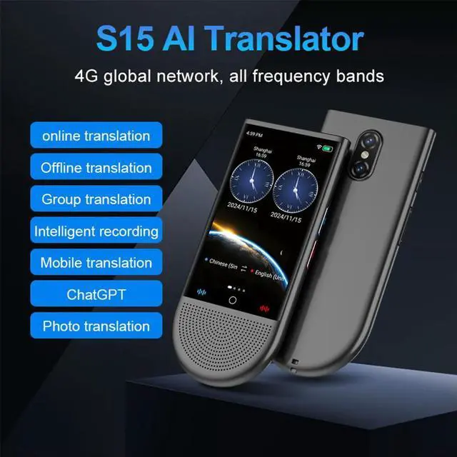 Alt view image 2 of 3 - S15 4G Portable AI Translator 148 Languages Language Translator Device Instant Voice Translator for Travel Learning Business