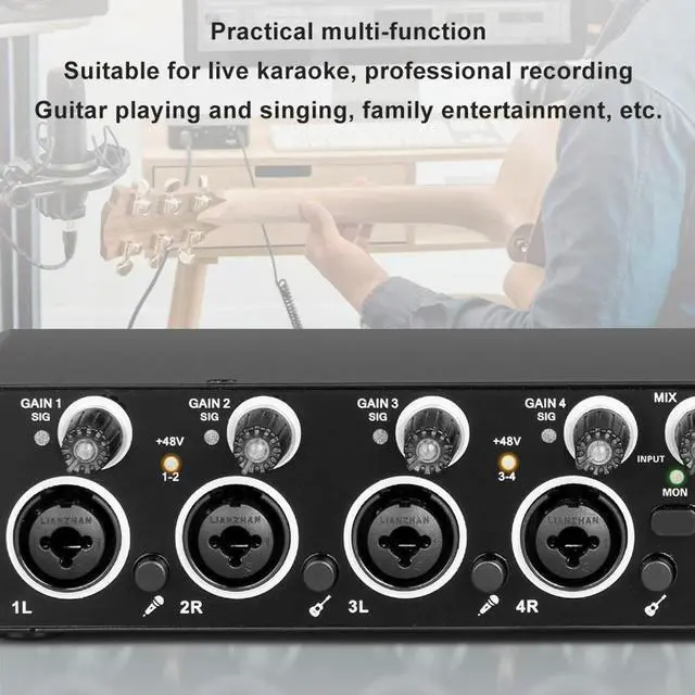 Alt view image 3 of 3 - 4 Channel Audio Sound Card Volume Control 4-in 2-out Professional Sound Card USB Computer Driver Free for Live Recording Karaoke