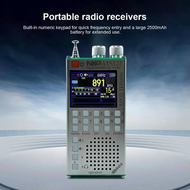 Alt view image 2 of 3 - ATS125 High Sensitivity Radio TEF6686 Chip Multifunctional BT Radio 2.4 Inch Touch Screen RDS Data Display Radio for Home Office