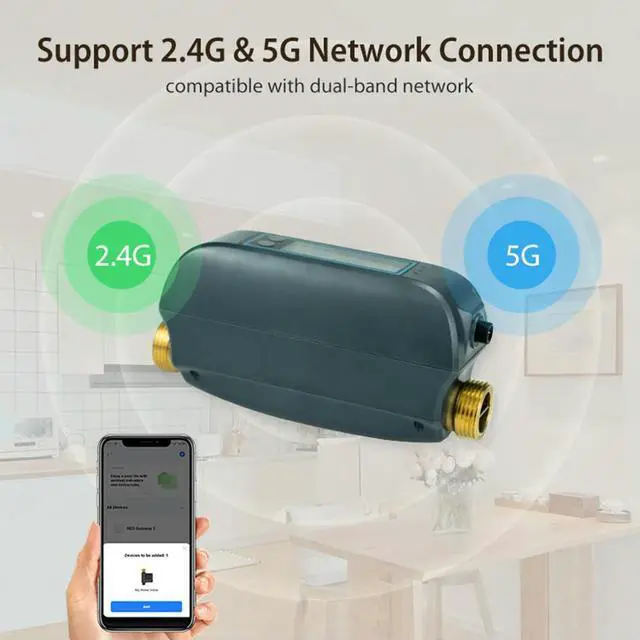 Alt view image 2 of 3 - Water Flow Rate and Water Meter DN20 Wireless Control Valve IP66 Waterproof Home Water Management Device LCD Display