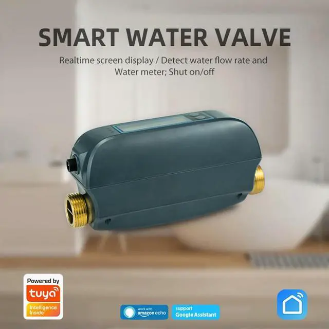Alt view image 3 of 3 - Water Flow Rate and Water Meter DN20 Wireless Control Valve IP66 Waterproof Home Water Management Device LCD Display