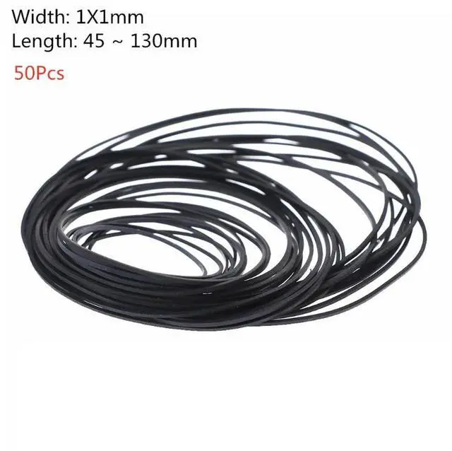 Alt view image 2 of 3 - 50Pcs/bag 1mm Width Universal Mix Cassette Tape Machine Belts Assorted Common Flat Rubber Belt 45-130mm for Recorder Walkman DVD