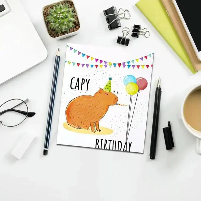Alt view image 2 of 3 - Capybara Cute Gift Greeting Card with Envelope Warm Greeting Card Wear Resist Lovely Colored Birthday Card for Gift Card