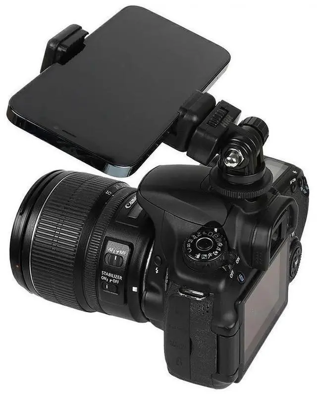 Alt view image 3 of 3 - Camera Hot Shoe Phone Tripod Mount Adapter 360° Rotation Camera Hot Shoe Phone Holder for DSLR Camera