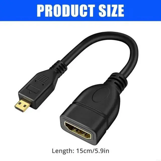 Alt view image 2 of 2 - Micro HDMI-compatible Cable Male To HDMI-compatible HD Female Adapter Convertor Micro-HDMI to HDMI-compatible Extension Cable