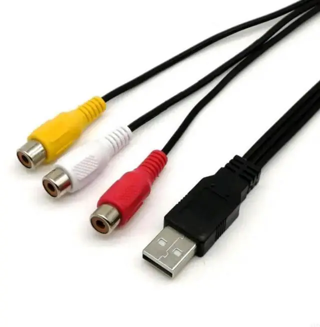 Alt view image 2 of 3 - 1pc USB Male Plug To 3 RCA Female Adapter Audio Converter Video AV A/V Cable USB to RCA Cable for HDTV TV Television Wire Cord