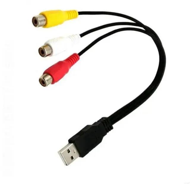 Alt view image 3 of 3 - 1pc USB Male Plug To 3 RCA Female Adapter Audio Converter Video AV A/V Cable USB to RCA Cable for HDTV TV Television Wire Cord