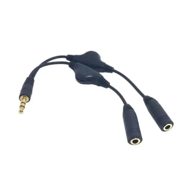 Alt view image 2 of 3 - Headset Adapter Headphone Mic Y Splitter Cable 3.5mm Audio Male to 2 Female For Earphone Adapter Splitter With Volume Controls