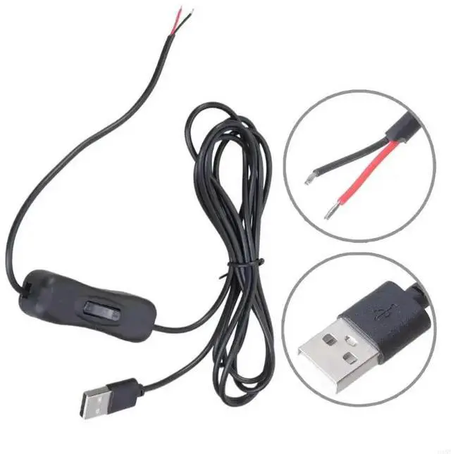 Alt view image 2 of 3 - LED Strip USB Connector Cable Extension 2 pin Power Supply Wire on/off Switch Electrical 5V Wire For LED Lighting Fan Speaker