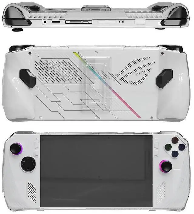 Alt view image 2 of 3 - Transparent Protective Case Game Console Protector Cover Shockproof Anti-fall with Folding Stand for ROG Ally Game Console