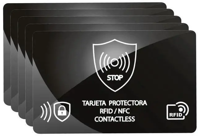 Alt view image 3 of 3 - 5Pcs RFID Blocking Card One Card Protects Entire Wallet NFC Debit Credit Card Passport Protector Ultra Thin RFID Card Blocker