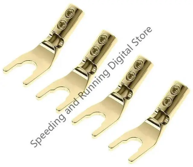 Main image of 4Pcs Gold plated Y U Shape Banana Plug Audio Speaker Plugs Screw Speaker Audio Cable Wire Connector