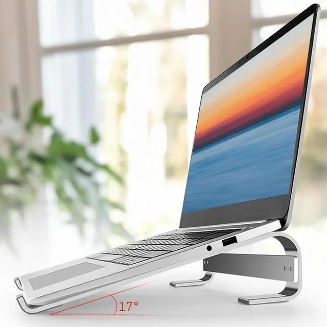 Alt view image 2 of 3 - Desk Laptop Stand Aluminum Alloy Computer Stand Anti-Slip Ventilated Support Portable Holder for 10-18inch Laptop