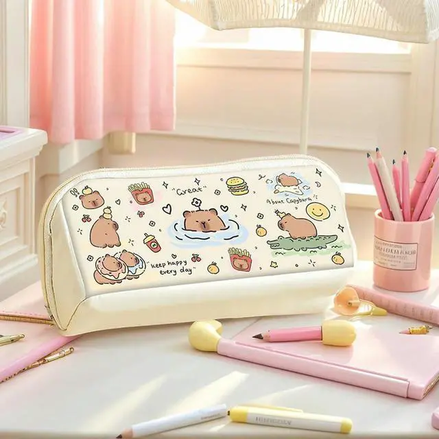 Alt view image 2 of 3 - Cute Pencil Bag Large Capacity Kawaii Zipper Pencil Case Multi-Layer Capybara Stationery Holder Bag School Supplies