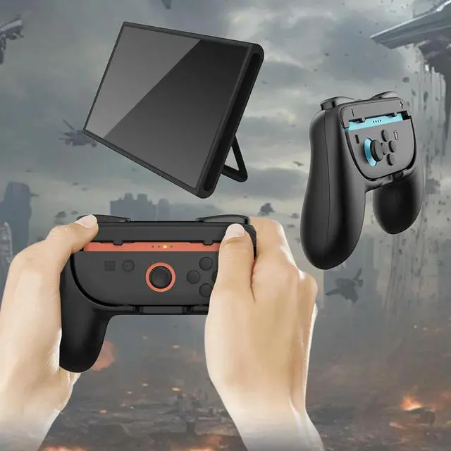 Alt view image 3 of 3 - 4 IN 1 Racing Steering Wheels and Hand Grips for Nintendo for Switch 2 Joy-Con Controller ABS Game Controller Bracket Handle Kit