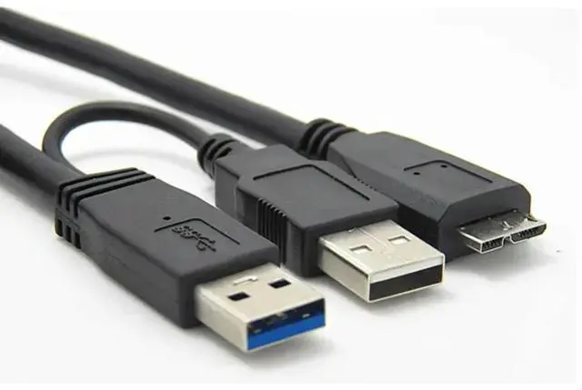 Alt view image 2 of 2 - HDD USB 3.0 Type A to Micro B Y Cable USB3.0 Data Cord for External Mobile Hard Drive Disk Data Cables Charge Cable 0.6m