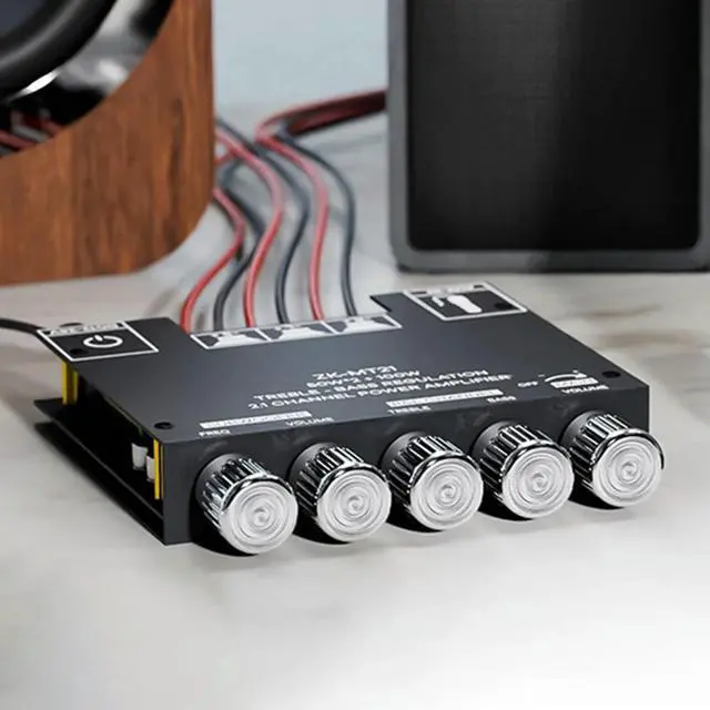 Alt view image 3 of 3 - 2.1 Channel Bluetooth-Compatible Amplifier Board with Treble and Bass Control 50Wx2+100W Power Amplifier Module for Speaker DIY