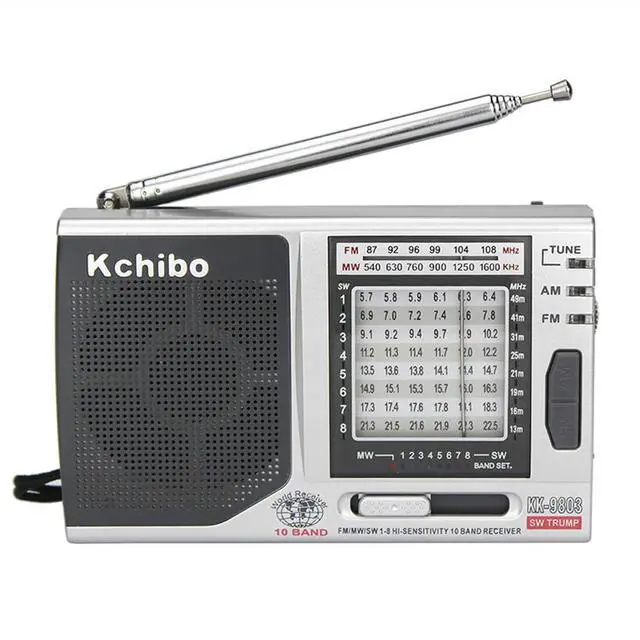 Alt view image 2 of 3 - KK-9803 Mini Portable Radio with Folding Kickstand FM/MW/SW1-8 Pocket Radio 3.5MM Jack Stereo Radio Operated for Elder