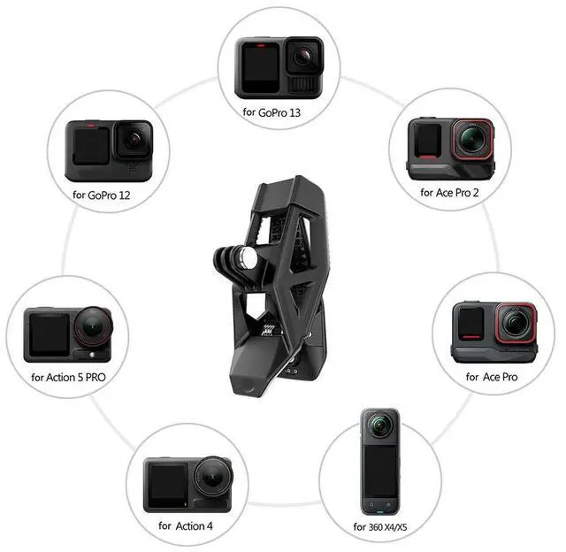 Alt view image 3 of 3 - Helmet Chin Mount Clip Motorcycle Helmet Chin Bracket Sport Camera Clip for GoPro 13 12 11 10 9 8 for Osmo Action 5 Pro 4 3