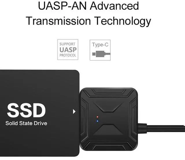 Alt view image 3 of 3 - USB 3.1 Type C to 2.5 3.5 inch SATA III HDD SSD Cable External Converter 1.4ft