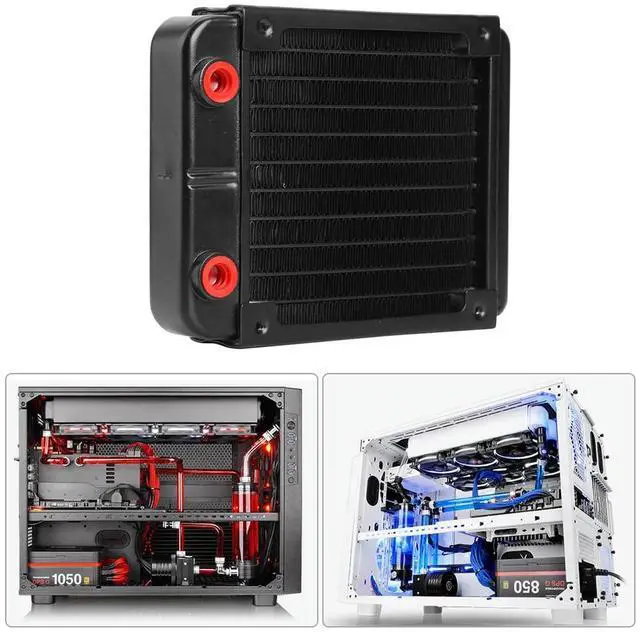 Alt view image 2 of 3 - Aluminum Computer Radiator 10 Tube CPU Heatsink Exchanger 120mm CPU Water Cooler
